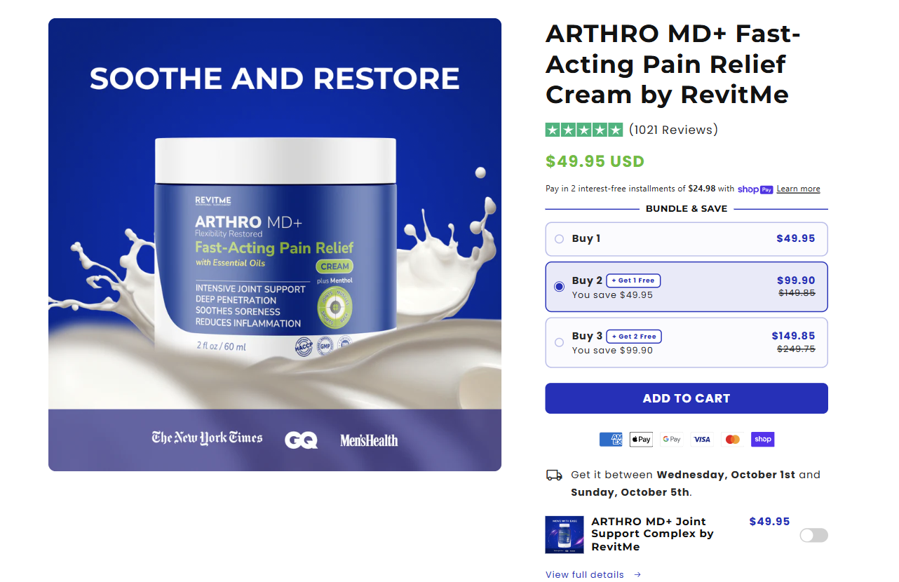 Arthro MD+ Cream Canada